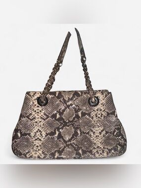kate spade Snake-Print Shoulder Bag in Taupe and Black